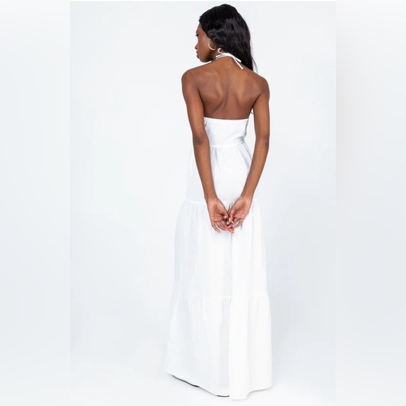 NEW! Princess Polly Lincoln Maxi Halter Top Dress Linen Blend White SZ 12 - Picture 7 of 14